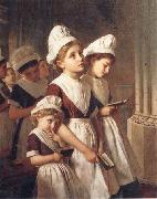 Foundling Girls in their School Dresses at Prayer in the Chapel Sophie anderson